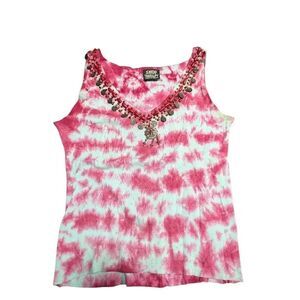 Shop Therapy Tie-Dye Tank Top with Beaded Neckline and a Charm Women's S/m